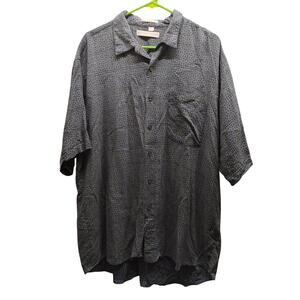Vintage Geoffrey Beene Mens XL Blue Geometric Print Short Sleeve Button Up Shirt